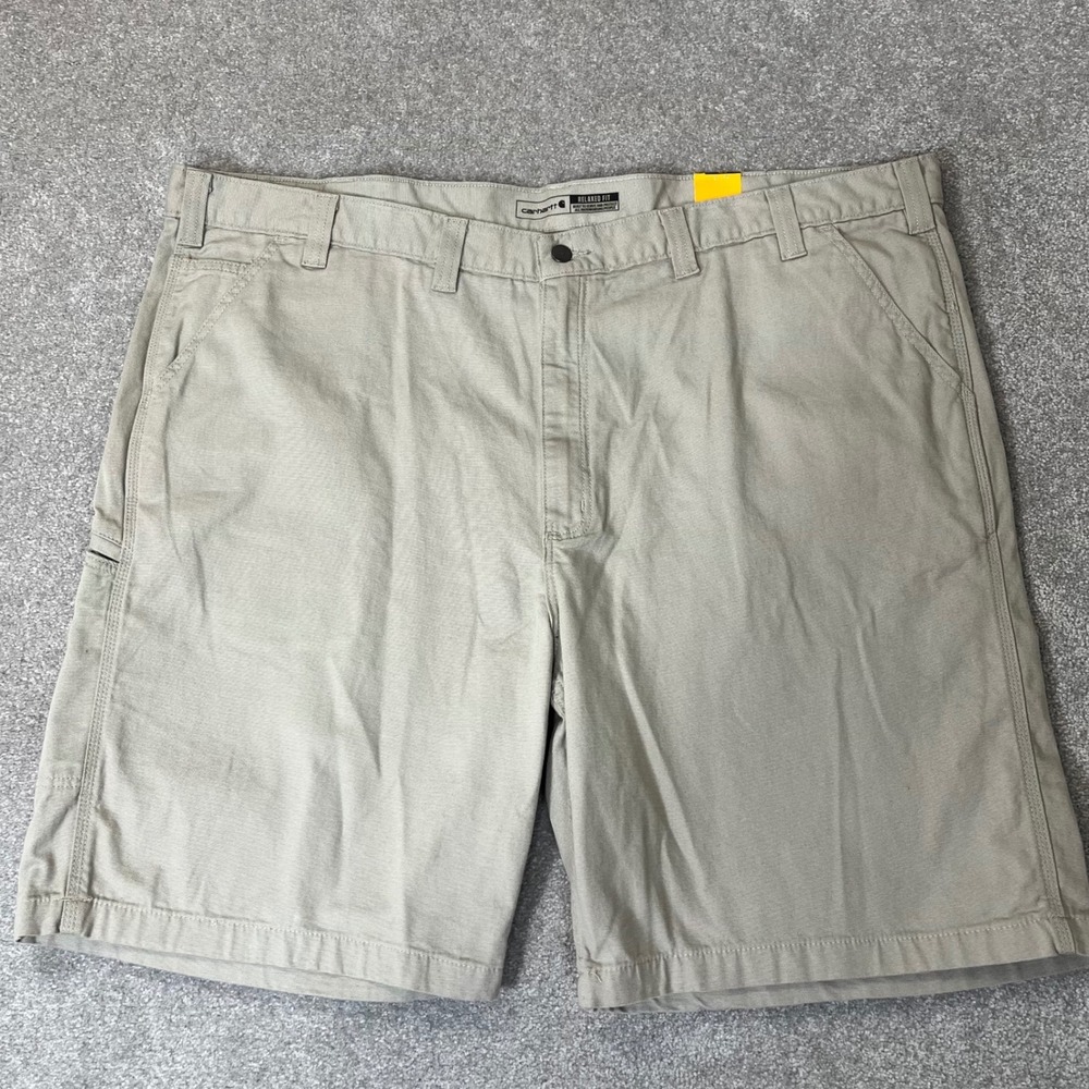 Carhartt Work Shorts Mens 48 Tan NEW Rugged Flex Relaxed Fit Canvas BS2514-M